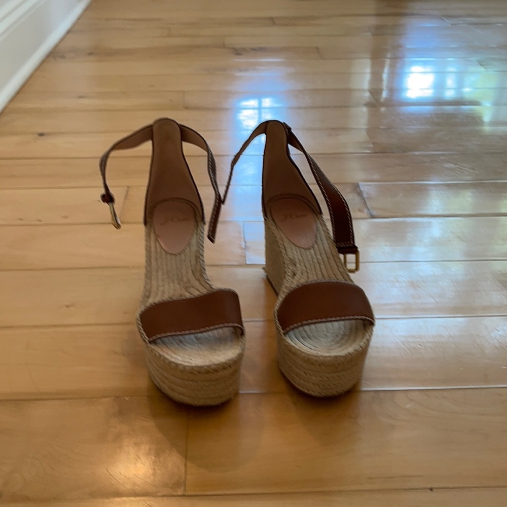J. Crew camel brown flat form sandals